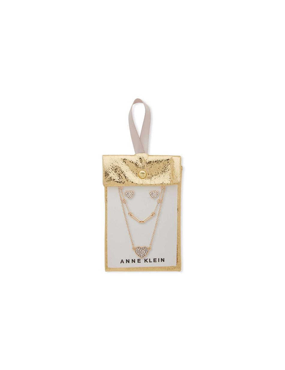 Collier Anne Klein Heart Pendant Earring Pouch Set   | QHX-5296009